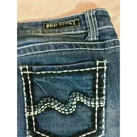 Red Rivet Women's Bootcut Jeans Size 11 Heavy Stitch Blue Denim 32x30 - Picture 8 of 8